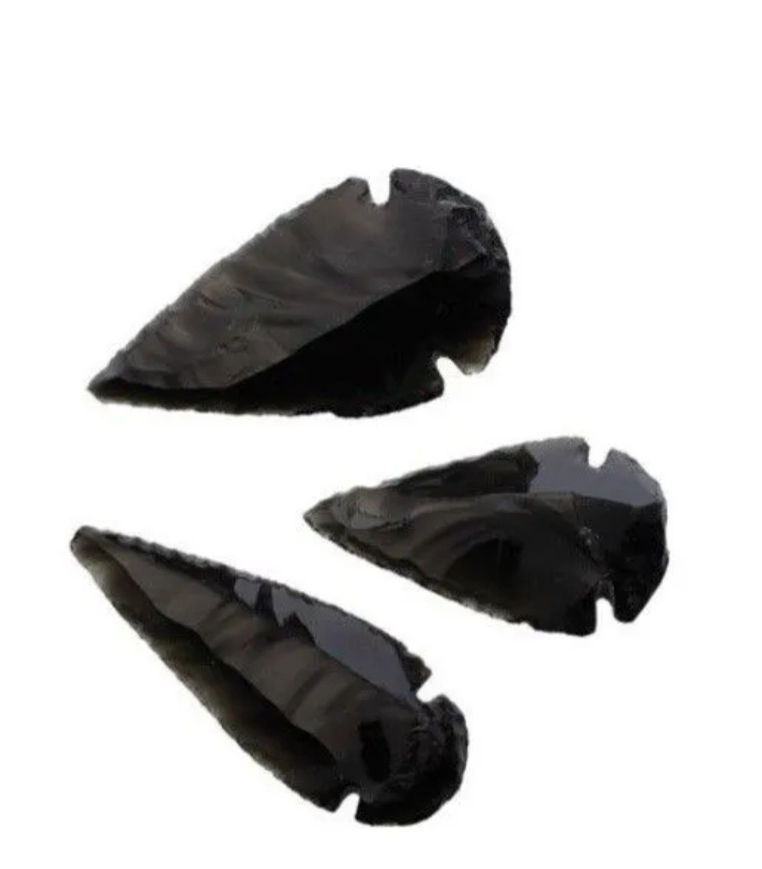 Black Obsidian Arrowheads Set of 3 Hand crafted from lava rock. Perfect necklace