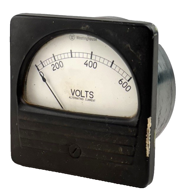 Westinghouse 409C692A55 Analog Panel Meter, 0-600V, RA371 ACV — READ (2 Screws)