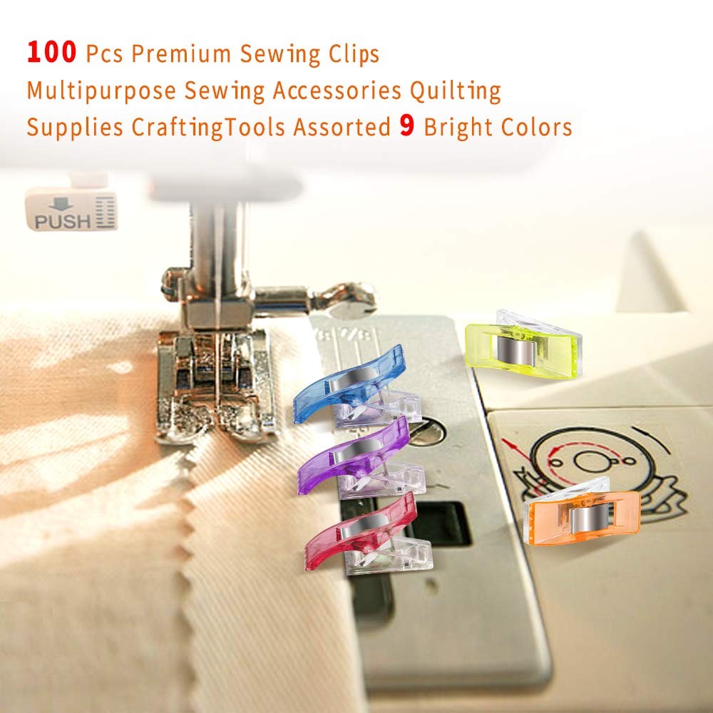 Sewing Clips with Tin Box, 100 Pcs Assorted 2.5x0.8x1.3 Centimeters,