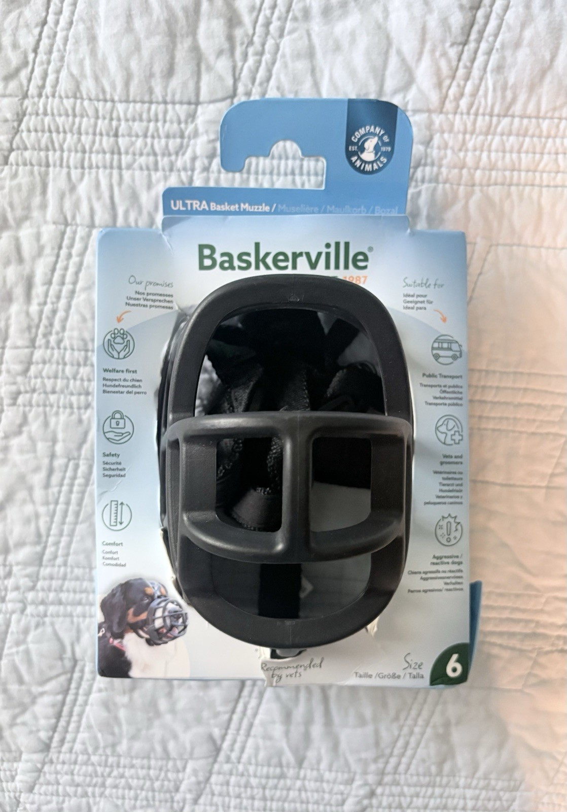 Baskerville Custom Fit Ultra Basket Muzzle for Dogs | Size 6 Great Dane, Black