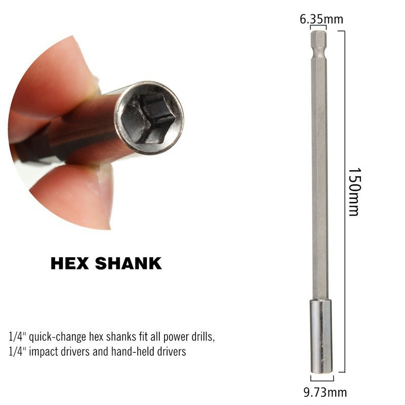 Magnetic Bit Holder Set Extensions 3" 4" 6" Quick Change 1/4" Hex Shank Chic