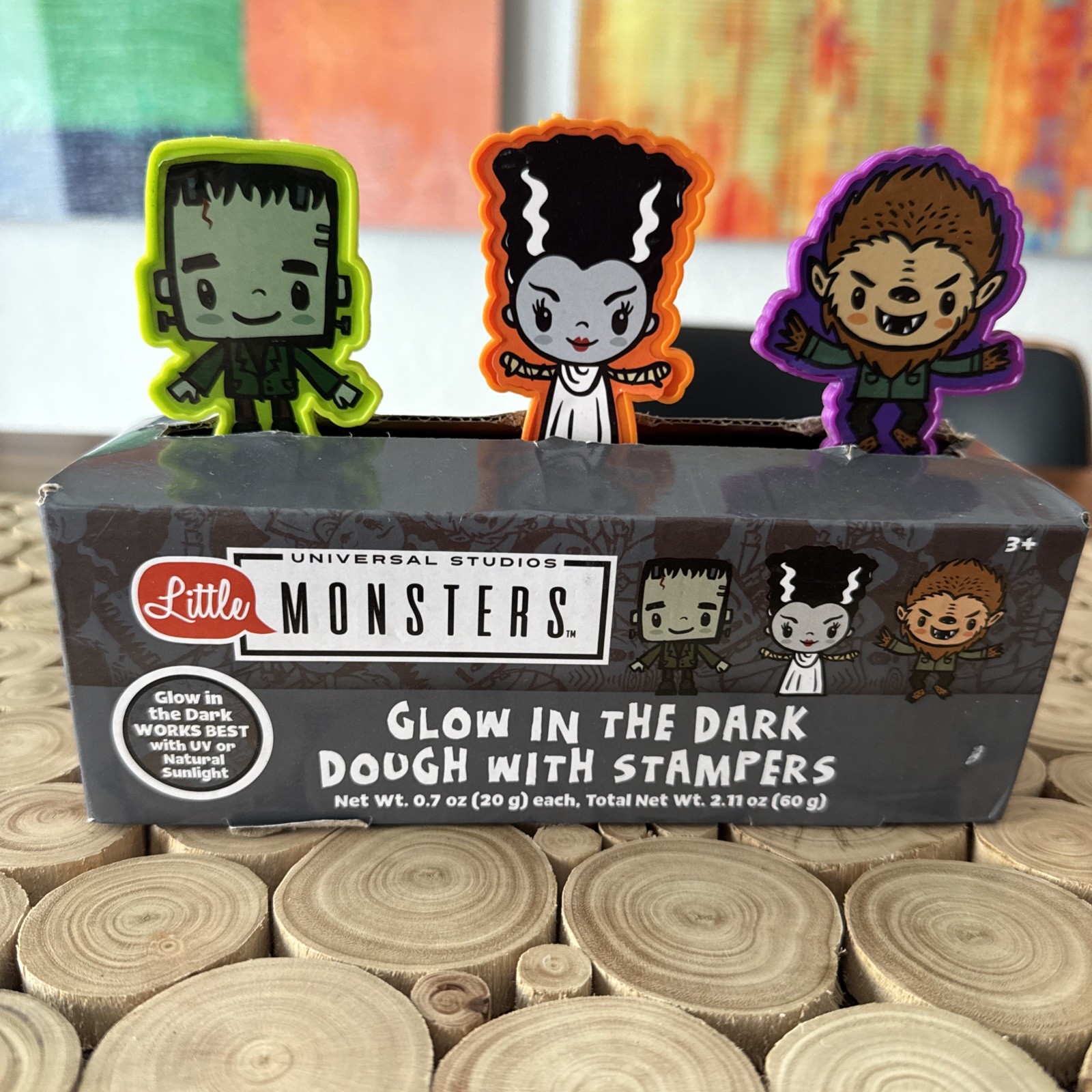 Universal Studios Little Monsters Glow in the Dark Dough W/Stampers (3) NIB 9033