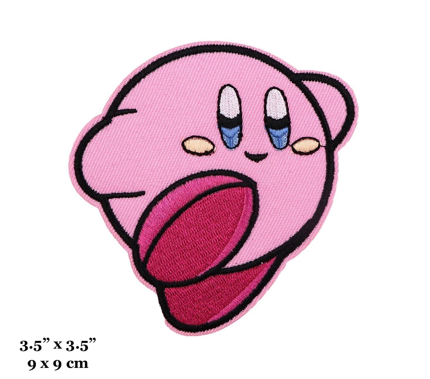 Kirby Game Cute Character Jumping Pink Embroidered Iron On Patch