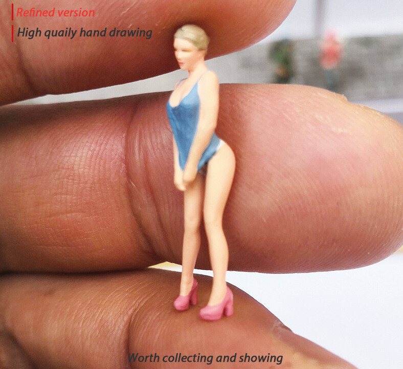 1:64 Painted Figure Mini Model Miniature Resin Diorama Sand Sexy Girl Lady Bl