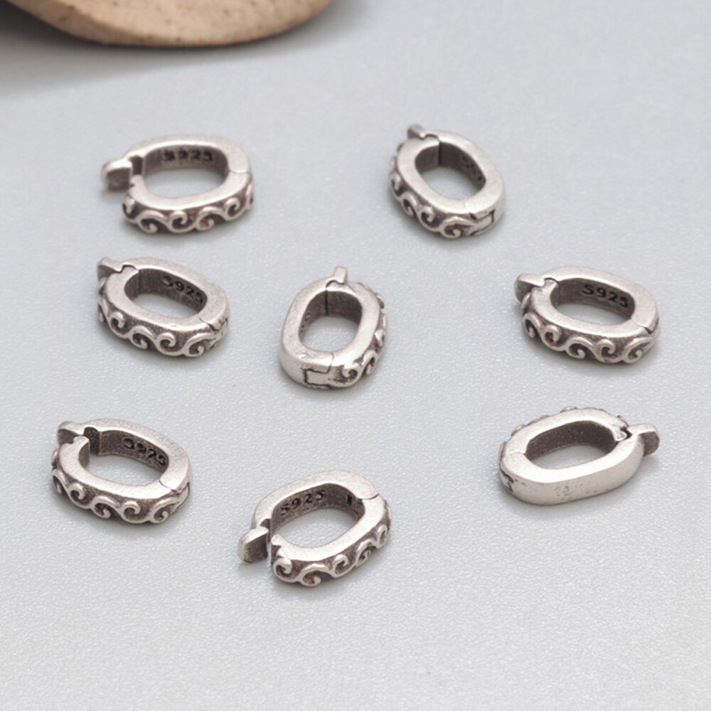 TINY Sterling Silver 925 Link Lock Oval Jump Ring Charm Pendant Connector A5159