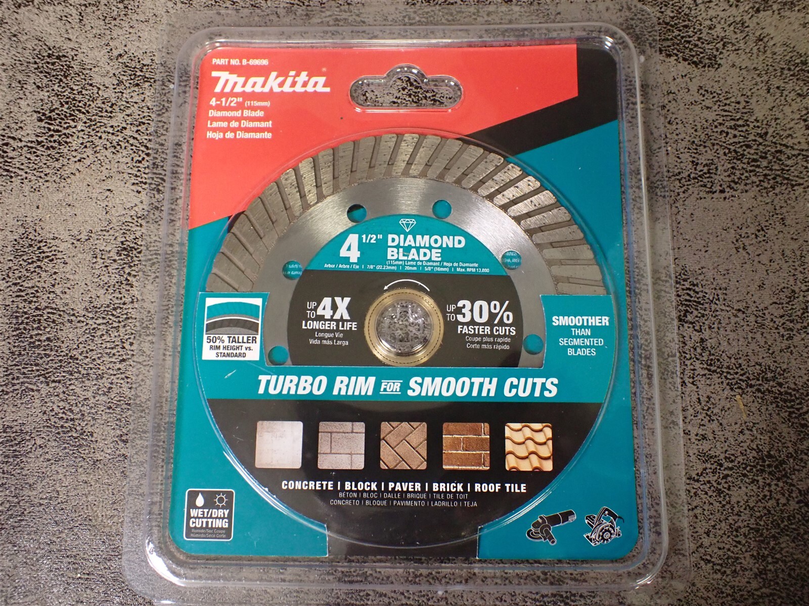 NEW Makita B-69696 4 1/2" X 5/8" Arbor Diamond Blade (BN289)