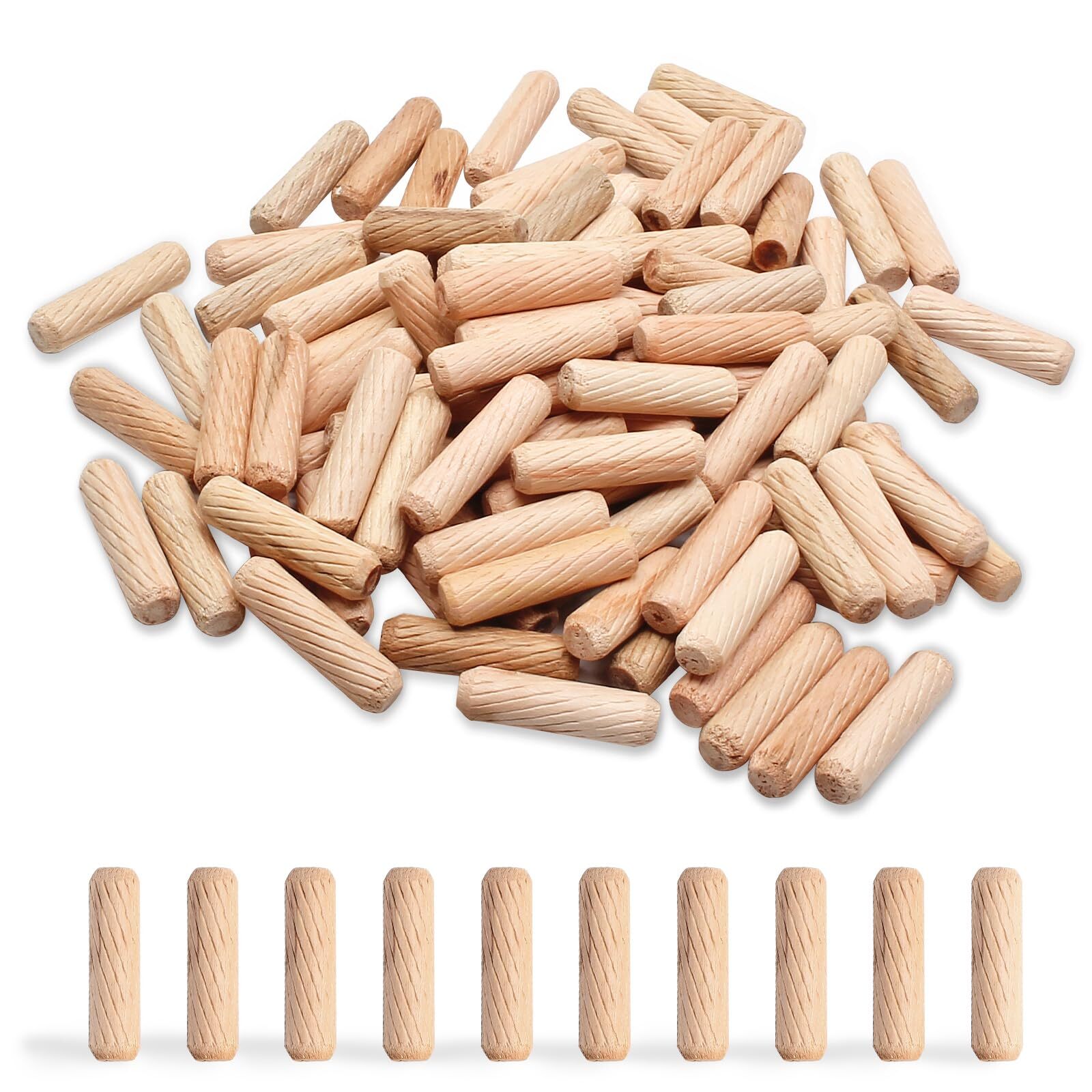 100Pcs 8x30mm Wood Dowel Pins Small Wooden Dowel Pins Wooden Dowel Pegs Wood ...