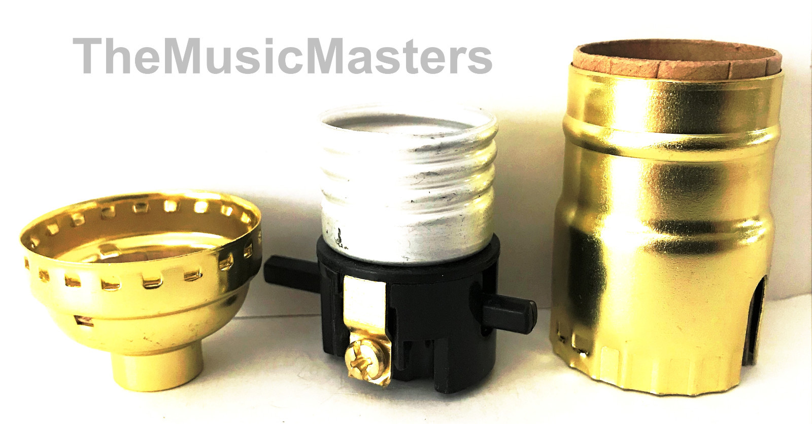 Brass Plated Push-Thru Switch LAMP SOCKET Standard E26/27 Light Bulb Holder Base
