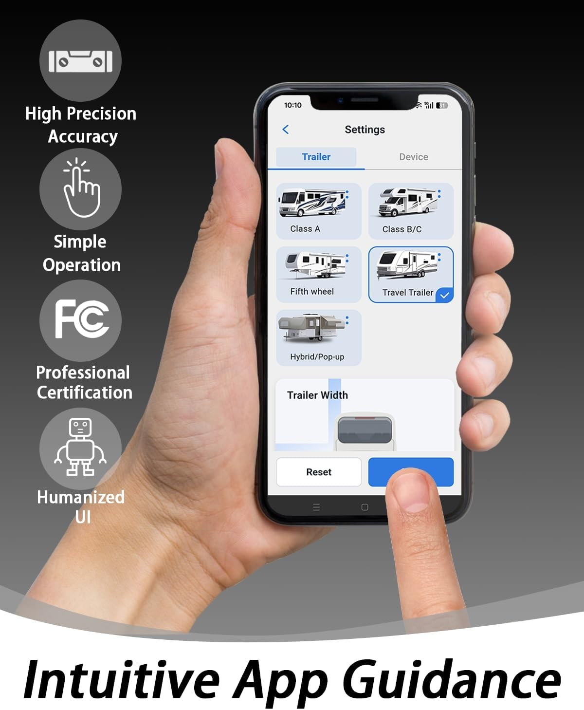 Wireless RV Leveling System - User-Friendly Phone App with Real-Time Precise Lev