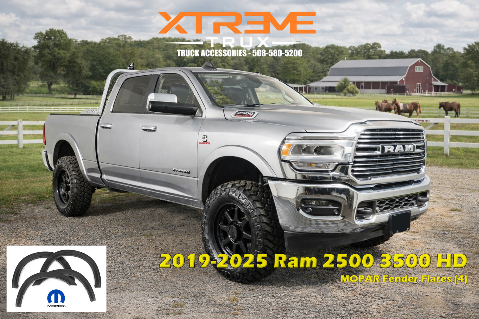 New OEM Mopar Factory Fender Flares Full Set For 19-25 Dodge Ram 2500 3500 4500