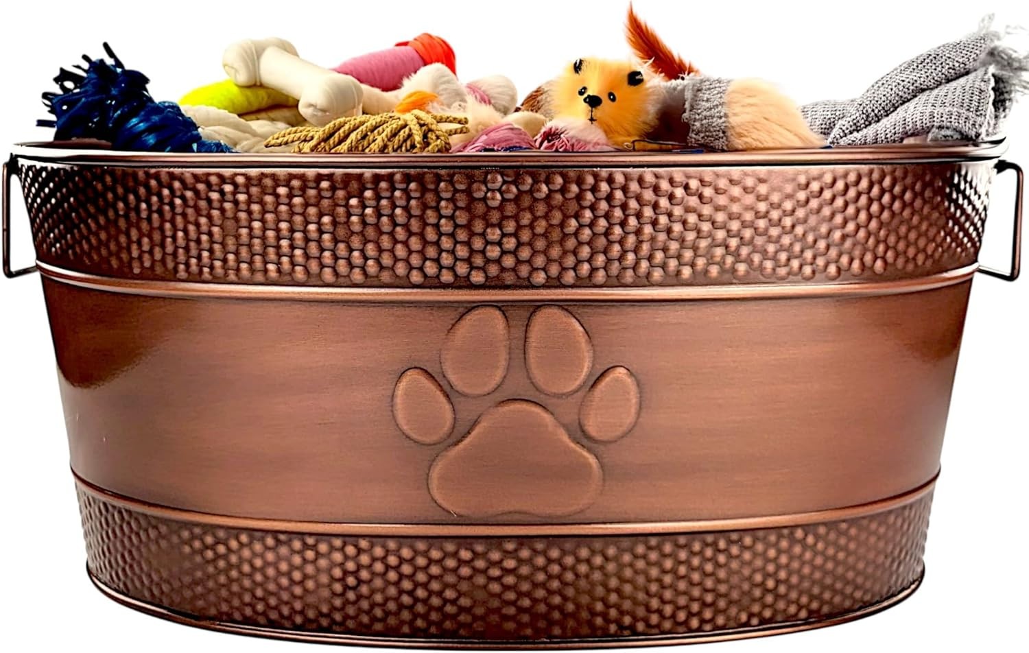 BREKX Indestructible Metal Dog Toy Bin - Copper - 25 Qt, Bronze