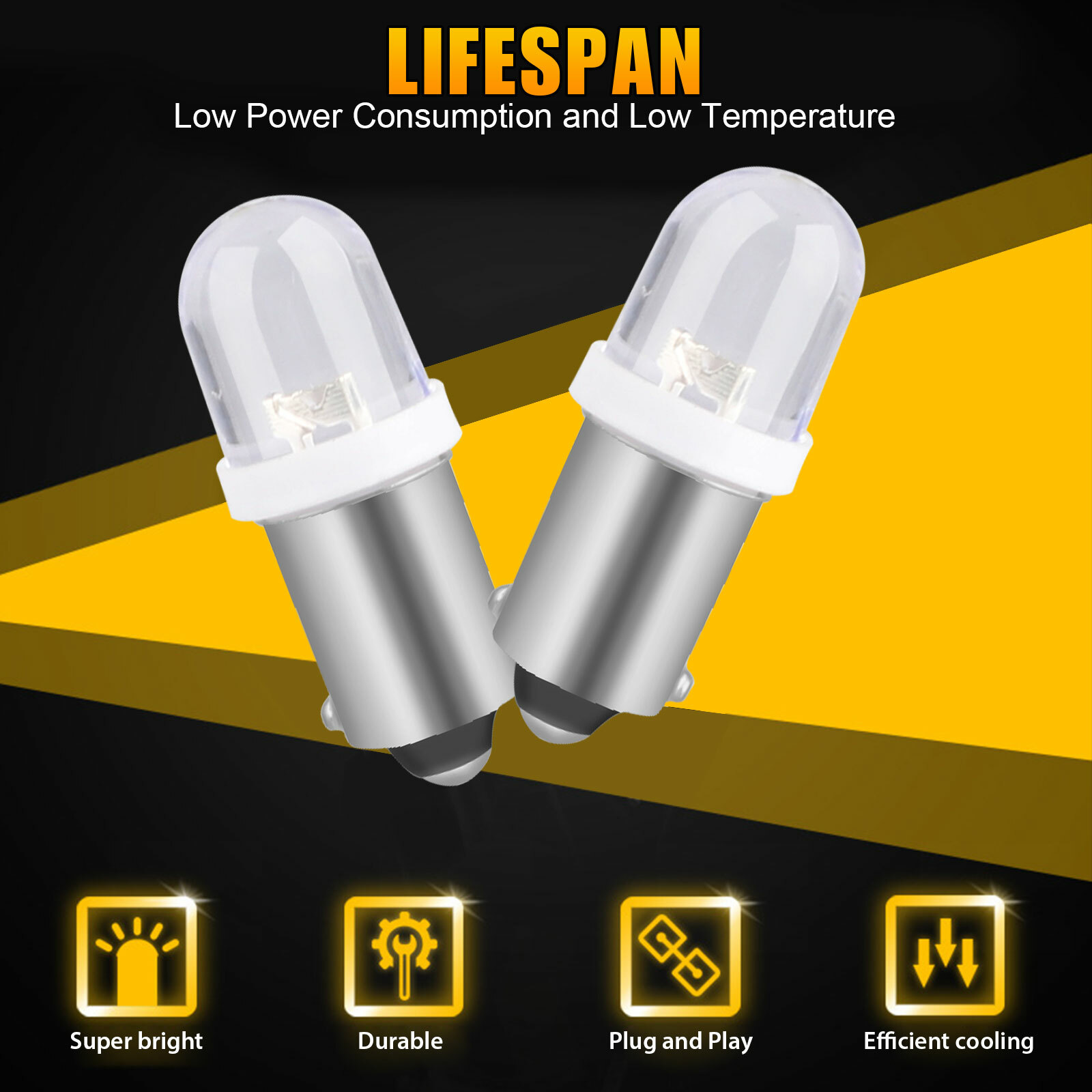 20PCS BA9S LED Interior Dome Instrument Panel Dash Gauge Light Bulbs 6000K White