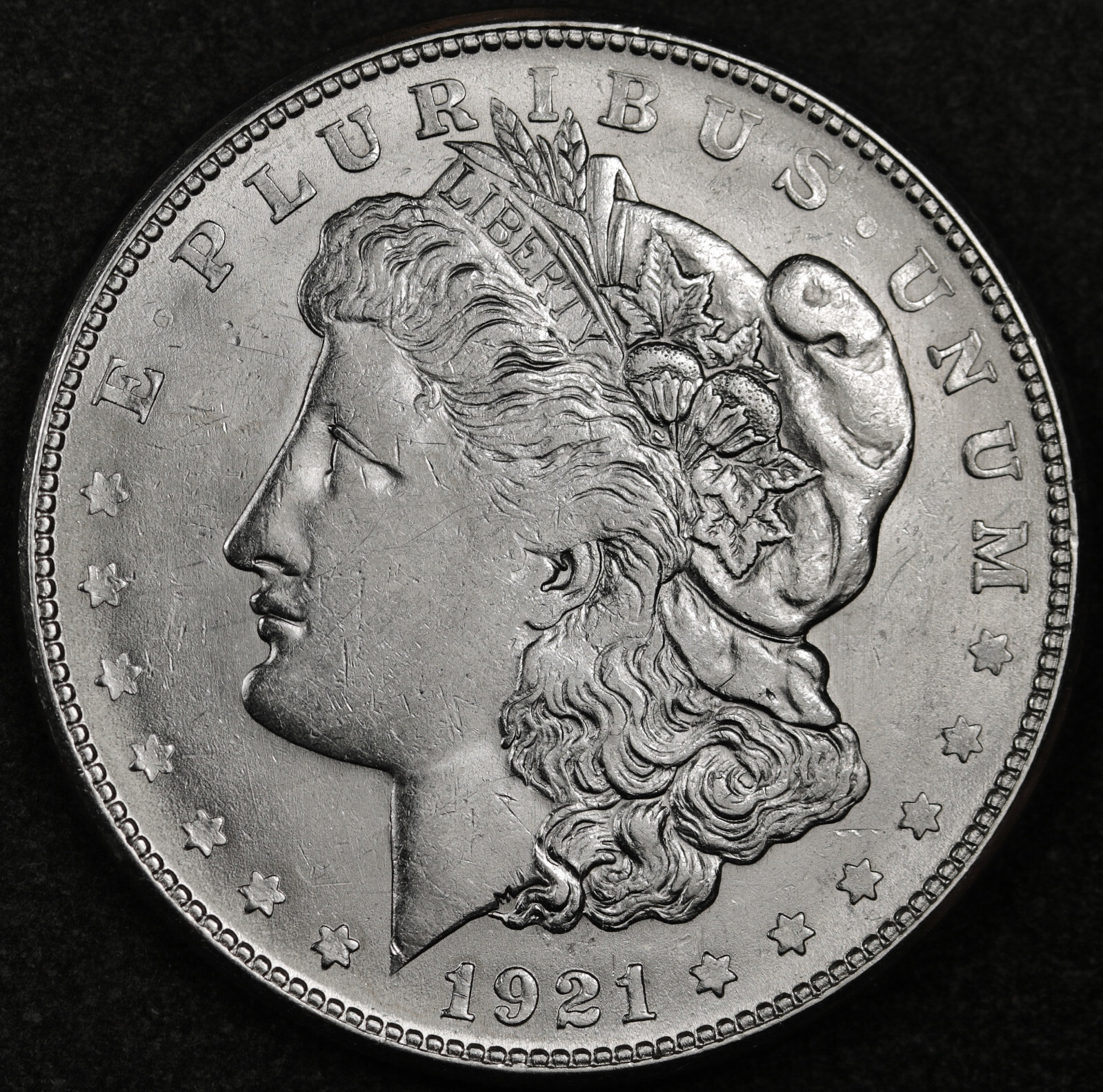 1921-s Morgan Silver Dollar.  AU.  Inventory I.  180175