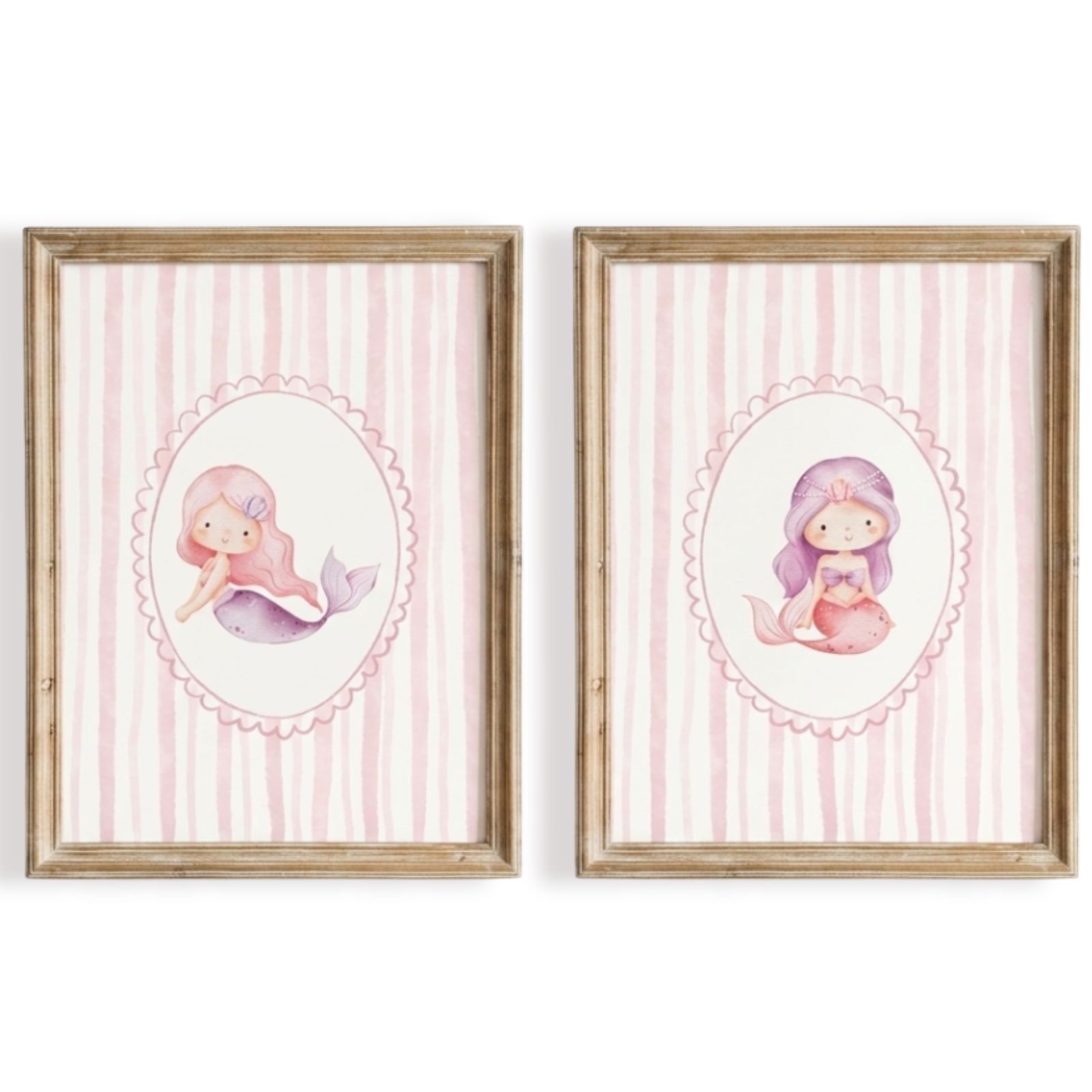 Pink Fairy Nursery Wall Art Set of 2 Baby Girl Room Decor Digital Download