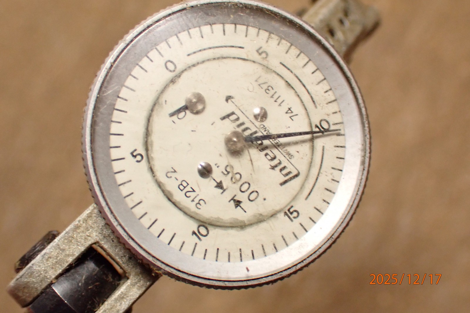 OLDER SWISS MADE INTERAPID DIAL TEST INDICATOR 312B-2 ; .0005 WITH MOUNT ARM