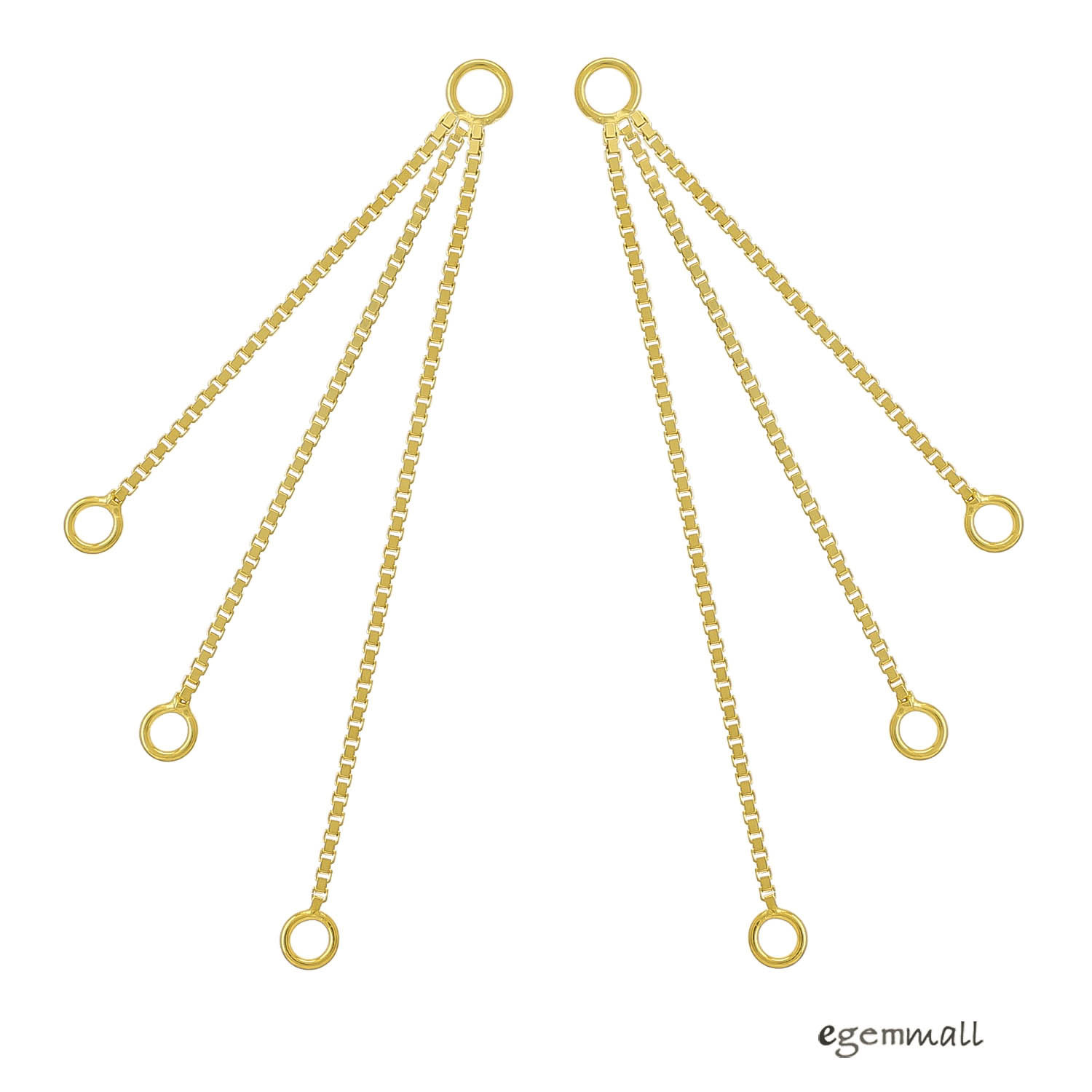 Gold Plated Sterling Silver 3-Strand Tassel Dangle Link Earrings Connector 99425