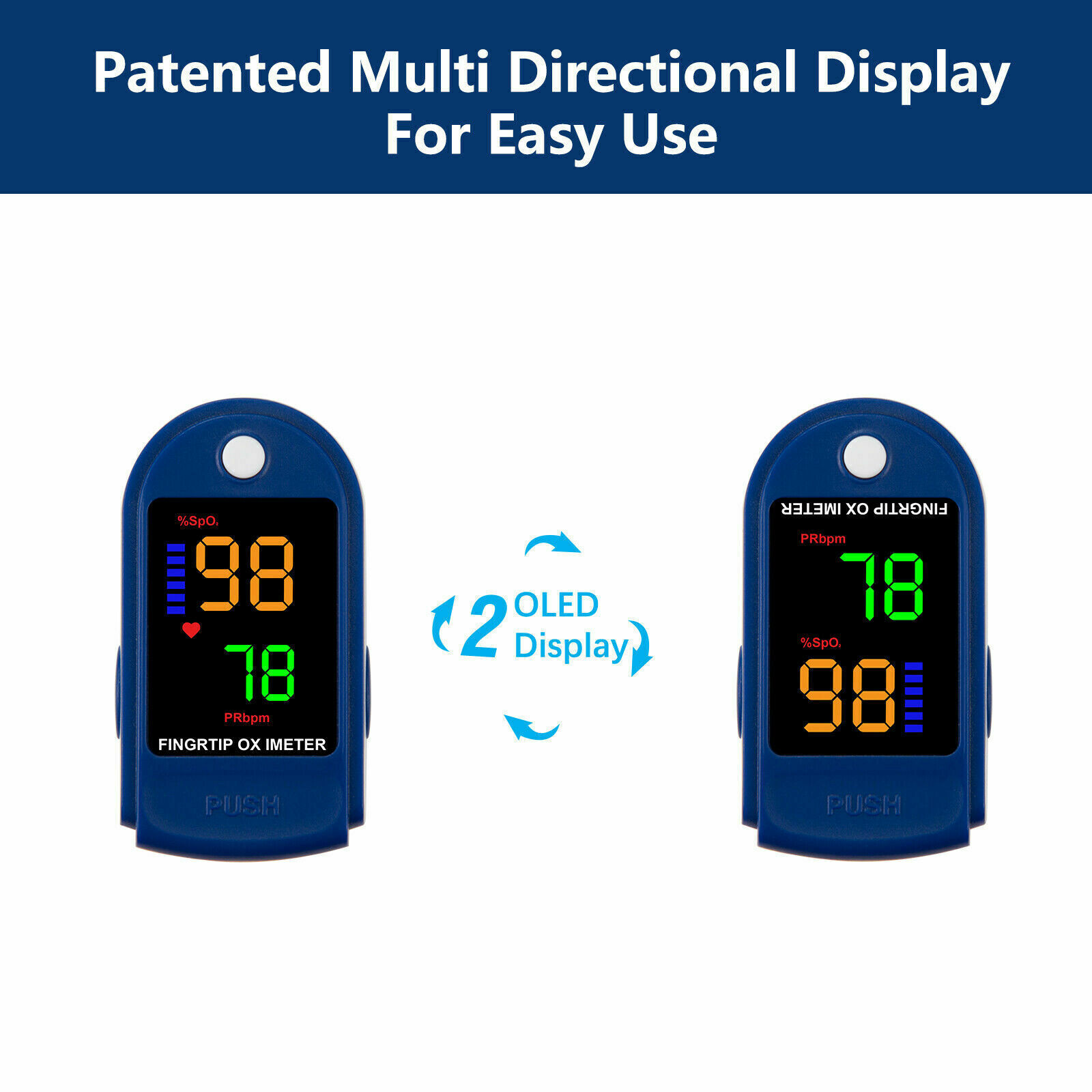 Multifunction Finger Pulse Oximeter Measures Pulse Rate, Blood Oxygen Saturation