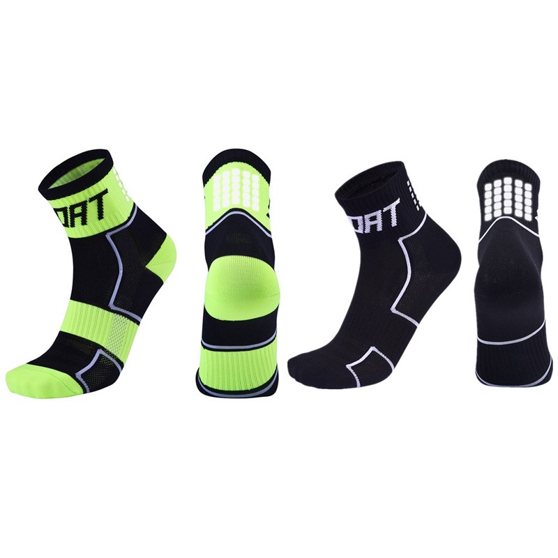 2 Pairs Reflective Cycling Socks Bicycle Riding Bike Sports Socks XC Black Green