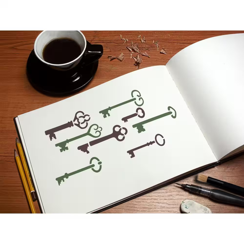 Skeleton Keys Stencil (8-Pack)