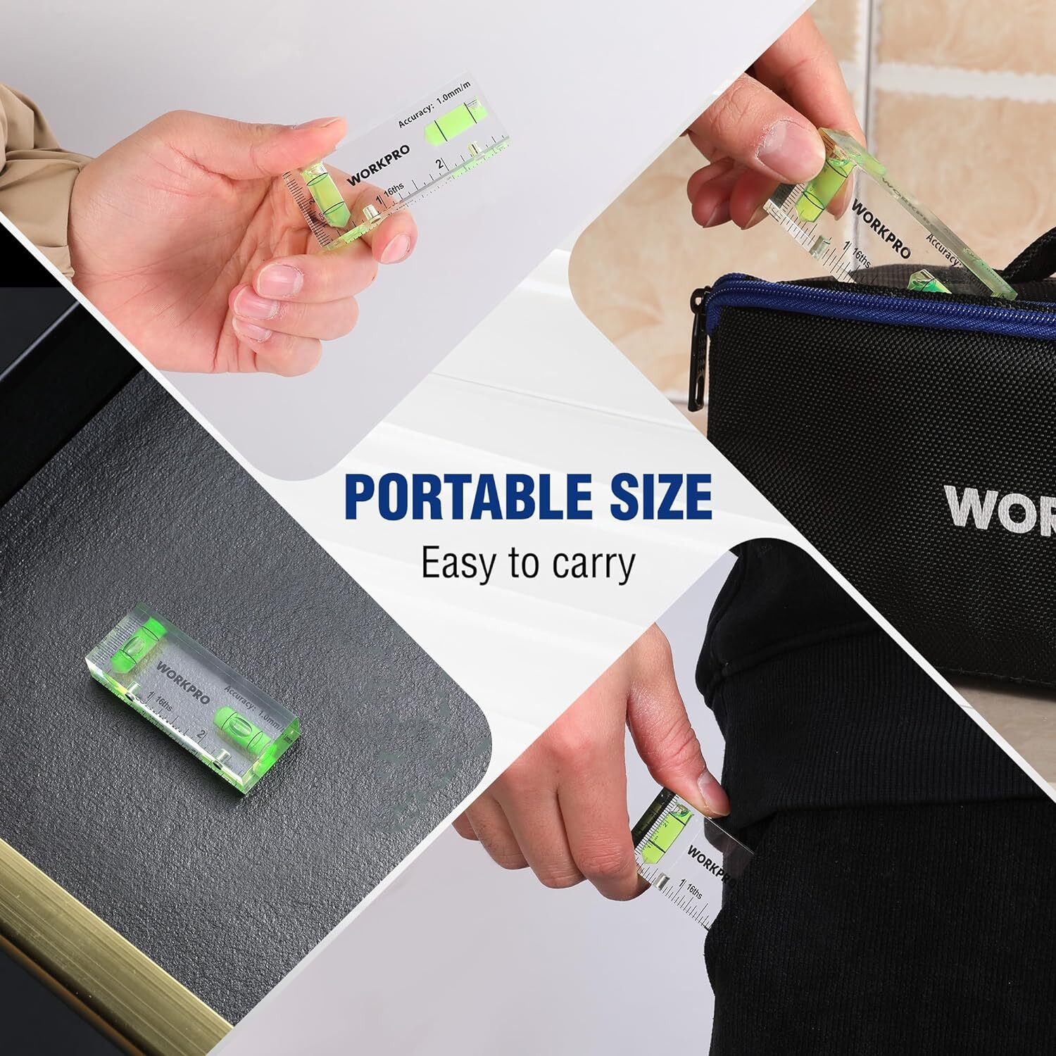 WORKPRO Small Level 3 Inch Mini Level Tool Magnetic Level Picture Hanging Tool