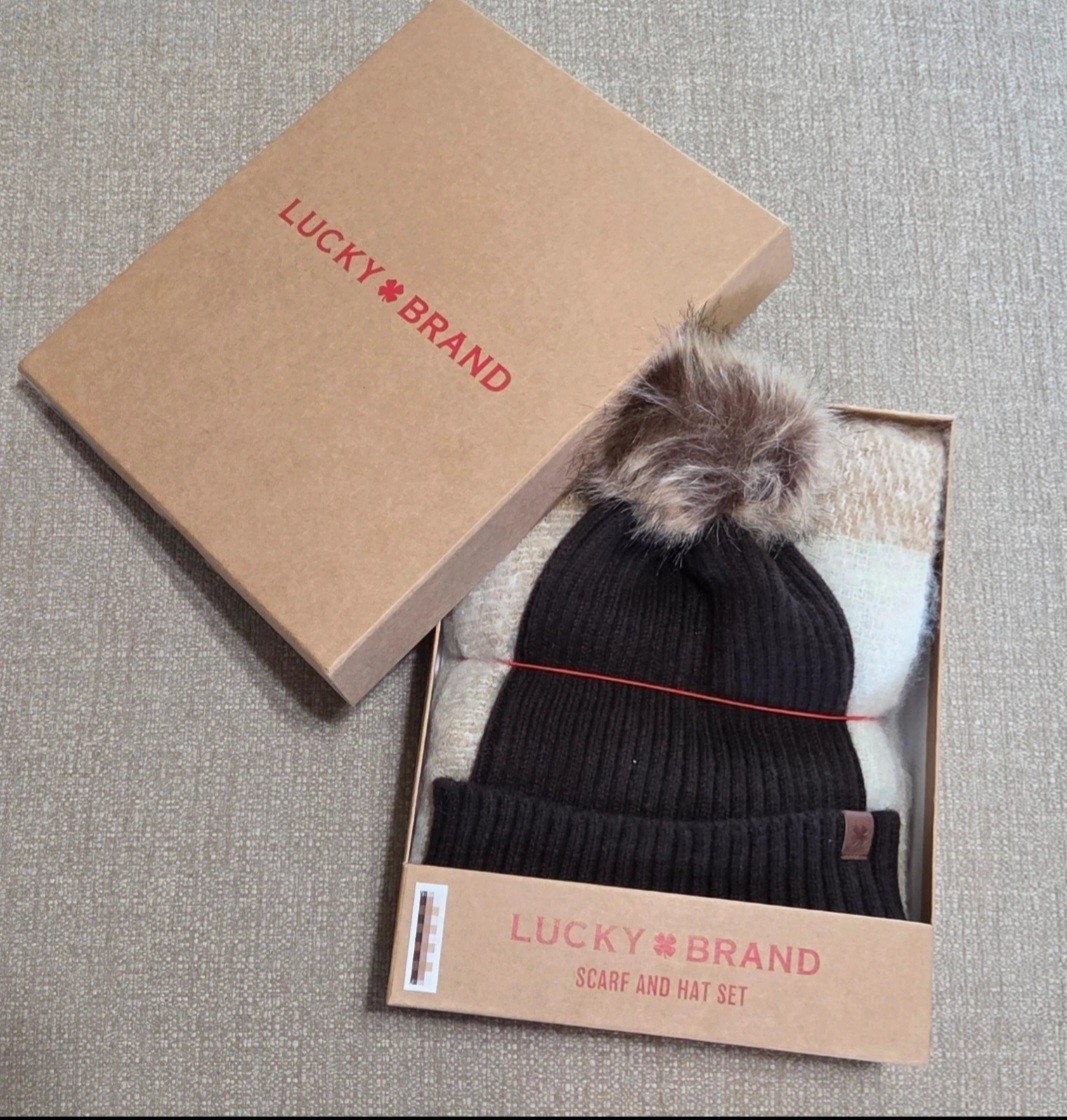 Lucky Brand Scarf & Hat Set New Still In Box One Size NWT Gift Set