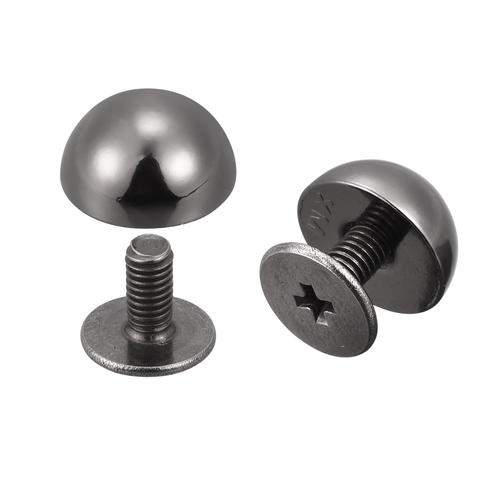 Screw Back Rivets, 12 Sets 10x5mm Round Rivet Leather Spike, Gun-black