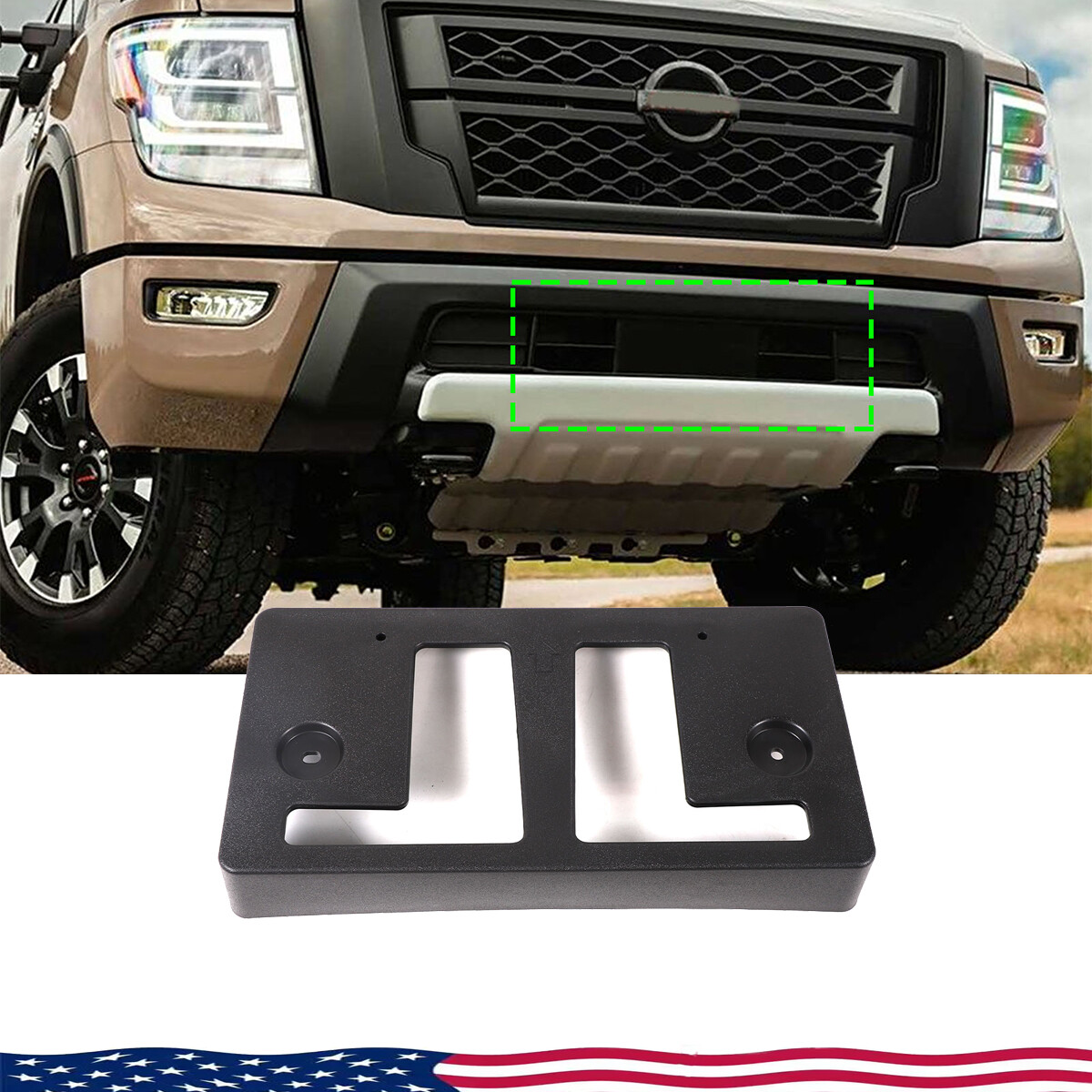 Car Front ABS License Plate Bracket Holder For Nissan Titan 2016-2024 US
