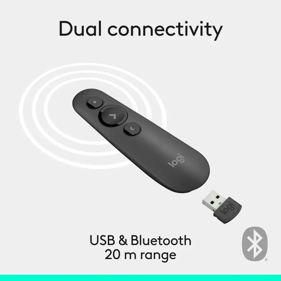 Logitech - R500s Presenter Bluetooth and USB Remote Control - Graphite