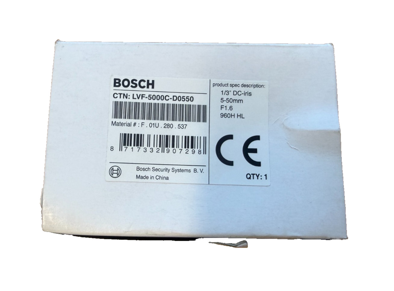 Bosch Lens LVF-5000C-D0550 1/3" DC-iris 5-50MM F1.6 960 H HL