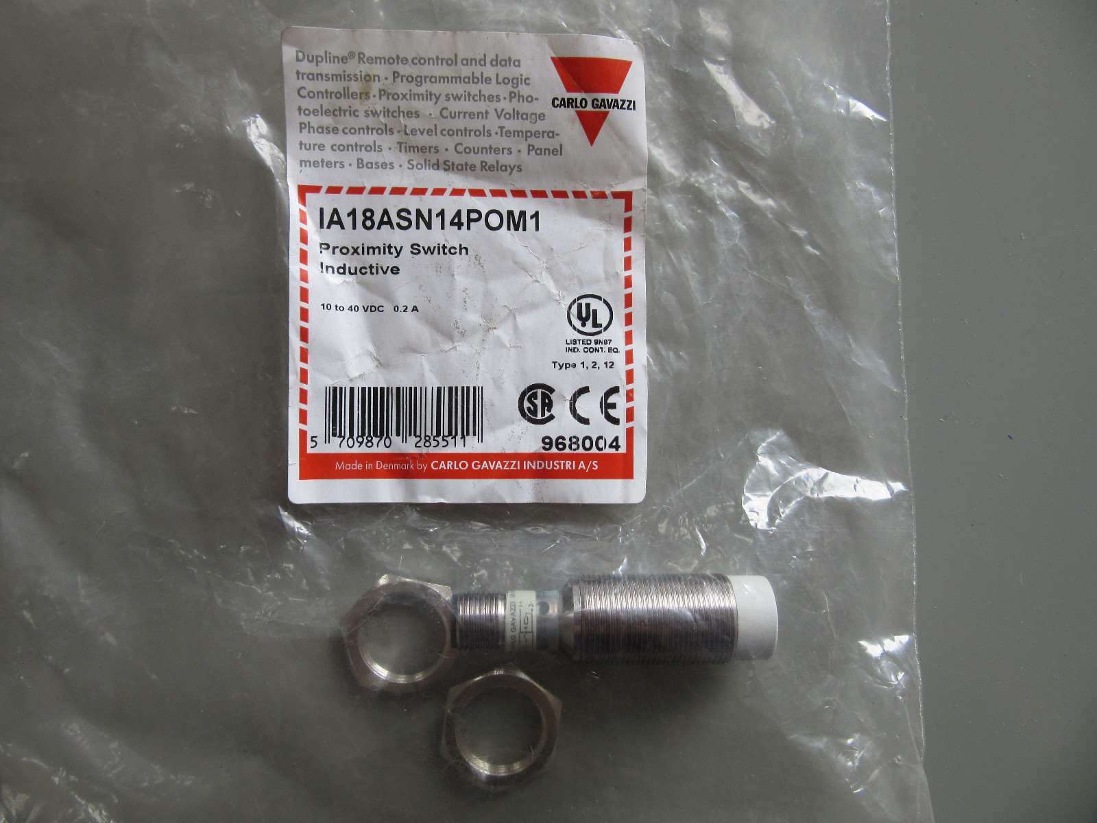 Carlo Gavazzi IA18ASN14POM1 Proximity Sensor 10-40 VDC NEW!!! Sealed in Bag