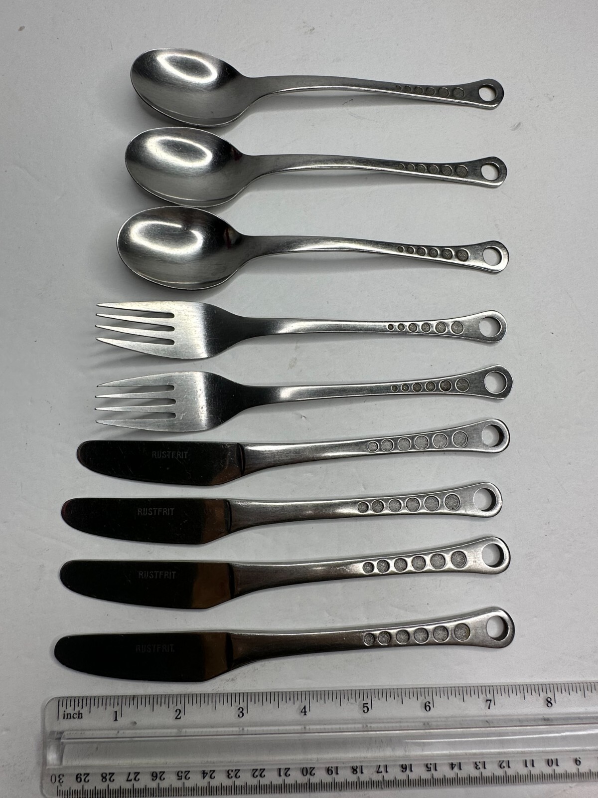 Rustfrit Sweden Circles Stainless Flatware Replacement Fork Knife Spoon 9 Pc