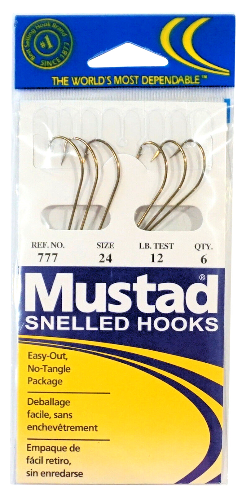Mustad Snelled Central Draught Hooks, Straight, Ringed, Bronze, Box of 10 Packs