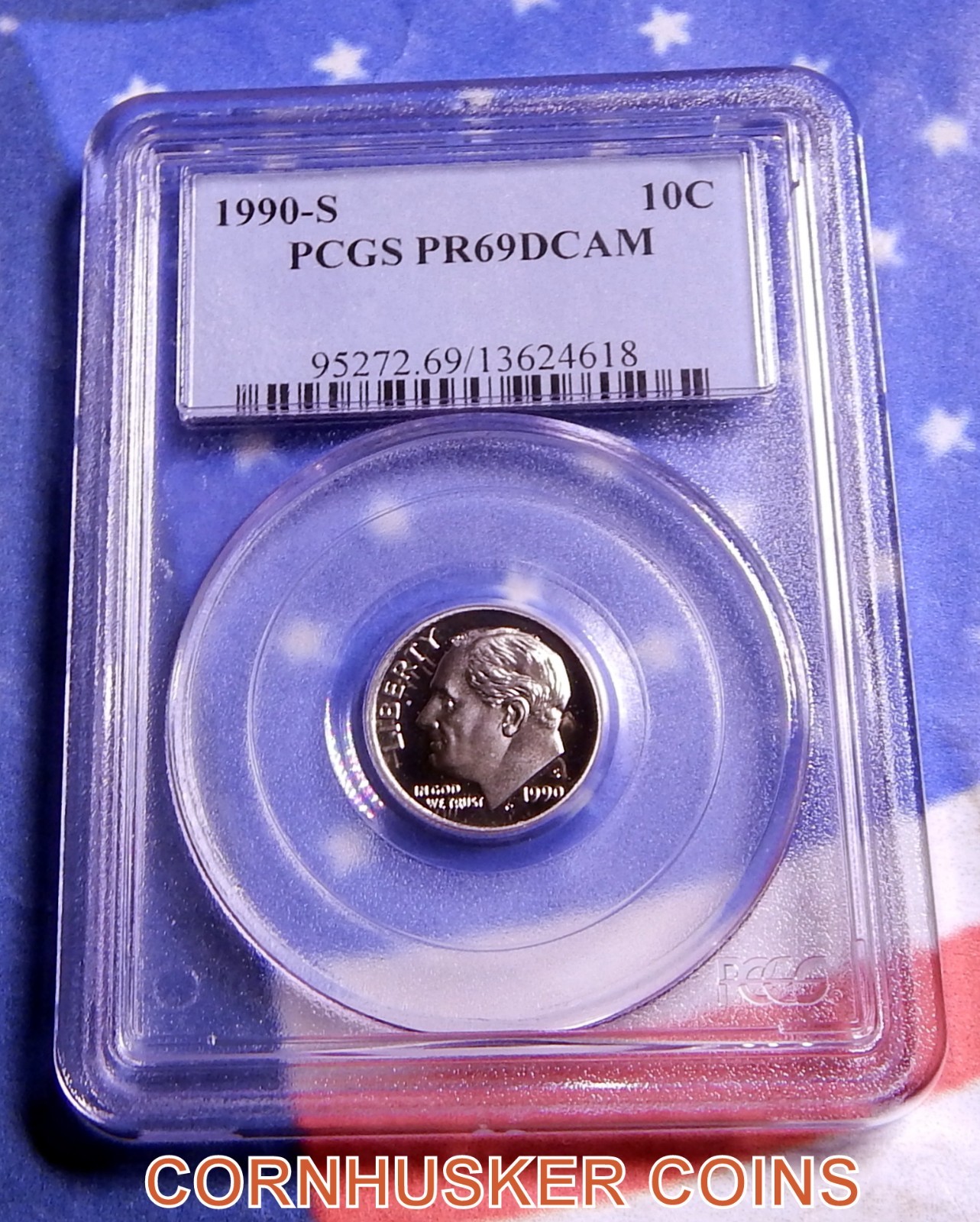 1990-S ROOSEVELT DIME BY PCGS PR69DCAM ~ BRIGHT MIRROR ~  FREE SHIPPING