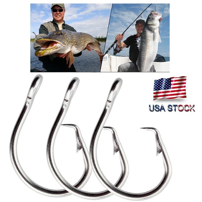 50pcs Stainless Steel Big Game sea Fishing Hook Tuna Circle Hook 8/0-14/0 39960D