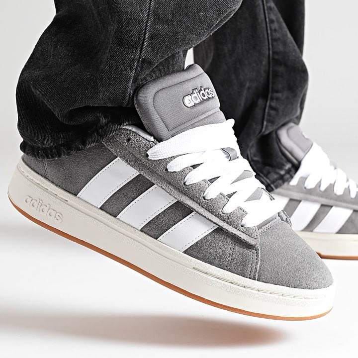 Adidas Grand Court Alpha 00 Men's Athletic Sneaker Grey Shoe Suede Footwear #542