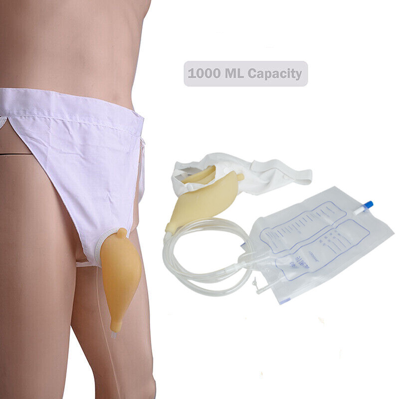 US Men Incontinence Urine Silicone Leg Bag Urine Collector With Catheter pee bag