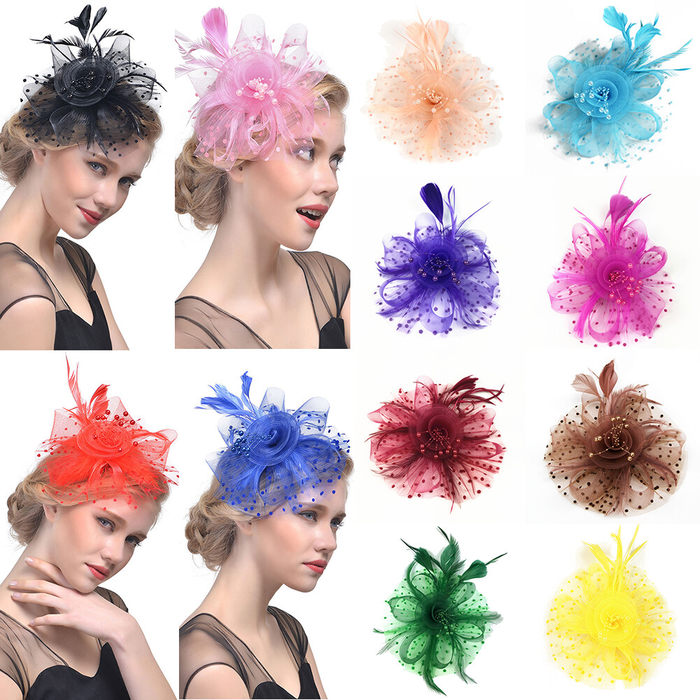 Fascinators Flower Mesh Ribbon Feathers Fedoras Hat Cocktail Tea Party Headwewar