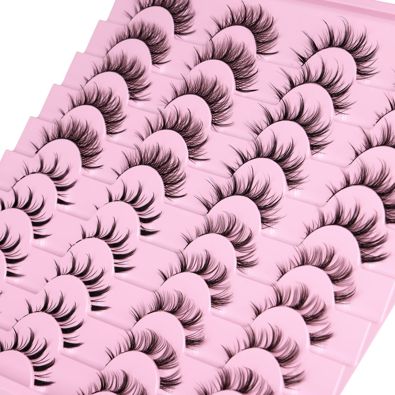 Manga Lashes Natural Look Anime False Eyelashes 20 Pairs Clear Band Individua...