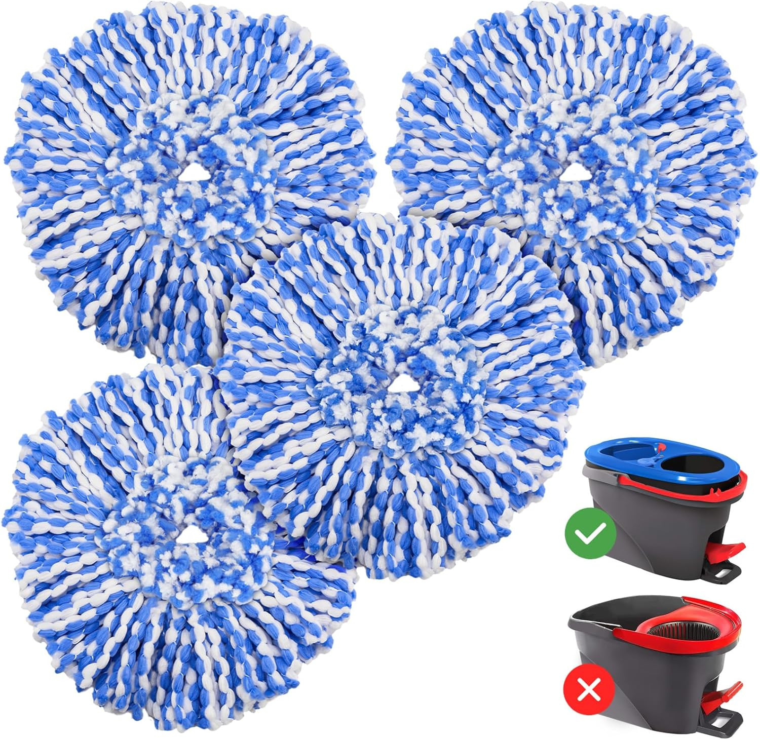 4 Pack Rinseclean Spin Mop Replacement Head Spin Mop Refills Compatible with O C