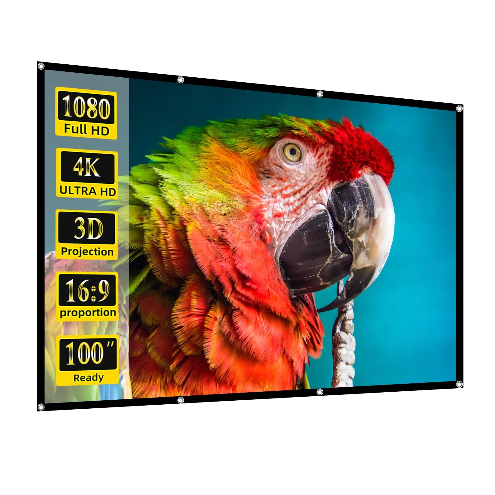 Projector Screen, 100 inch Movie Projector Screen16:9 Foldable Portable Proje...
