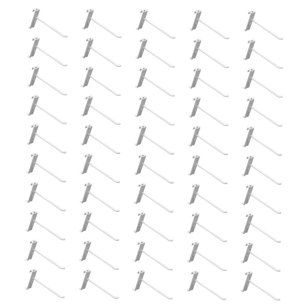 WHITE 4" Long GridWall Wire Metal Hooks Display Grid Panel Hanger Retail- 50 PC