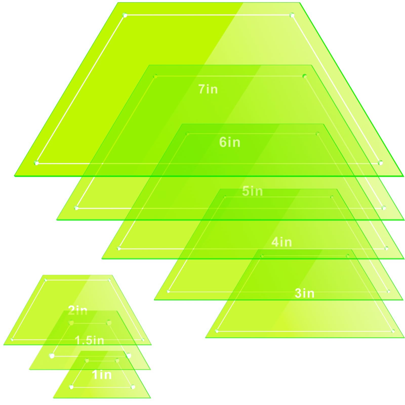 Kigley 8 Pcs Half Hexagon Quilting Templates and Rulers Green