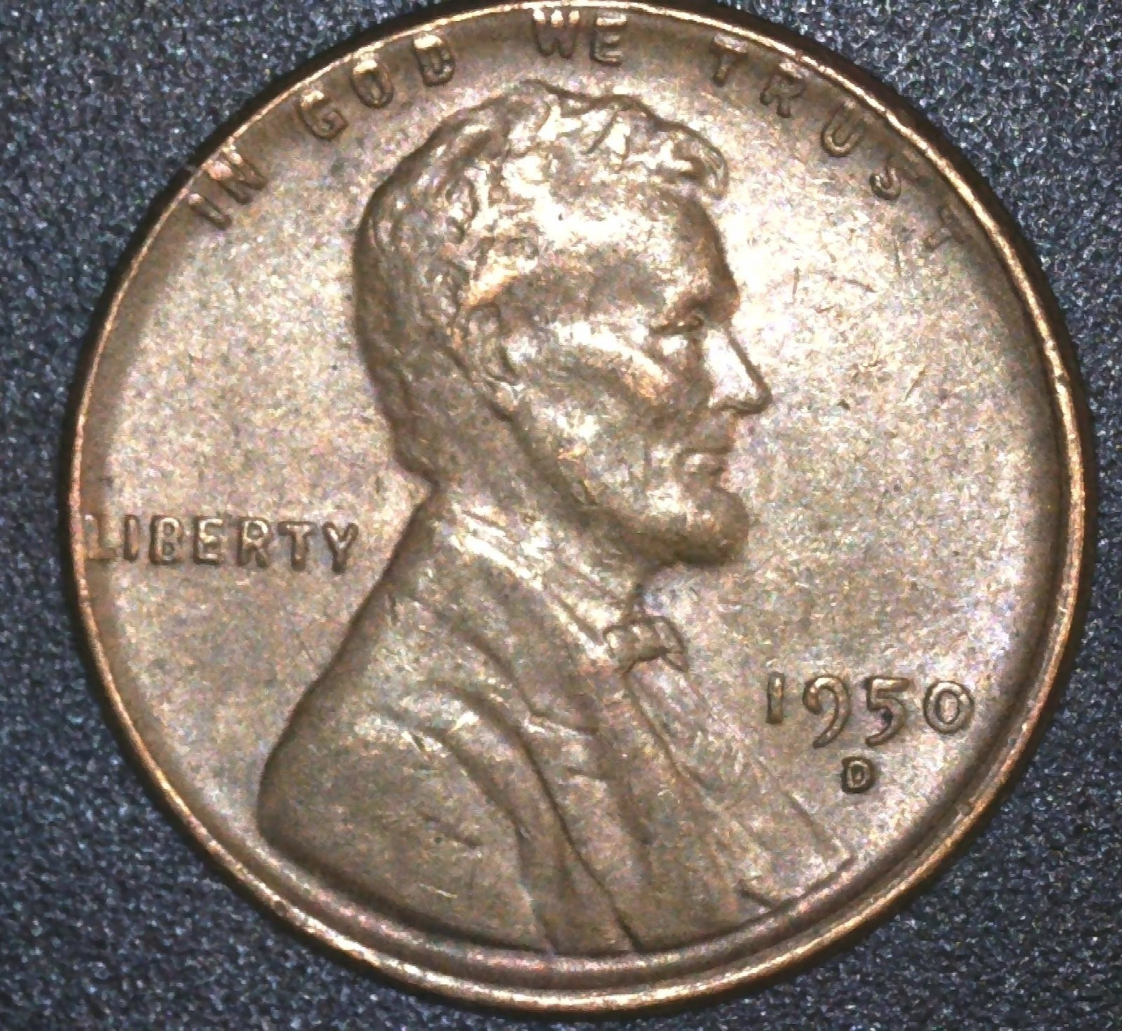1950 D Wheat Penny Error - RPM - Strong Double Strike Rev #E02