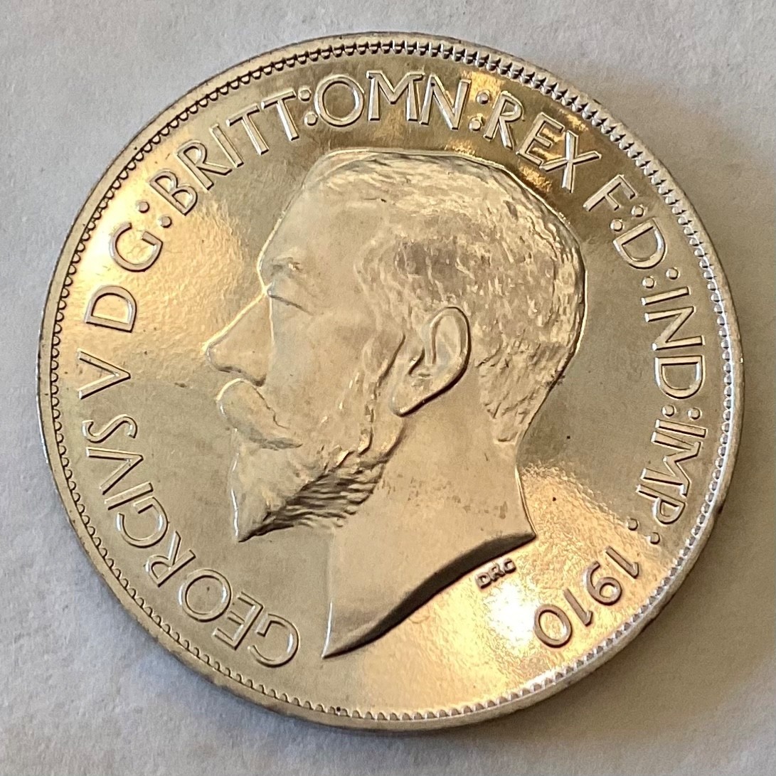 ~ IRELAND 1910 GEORGE V INA RETRO PATTERN CROWN - SALE PRICED - FREE S & H