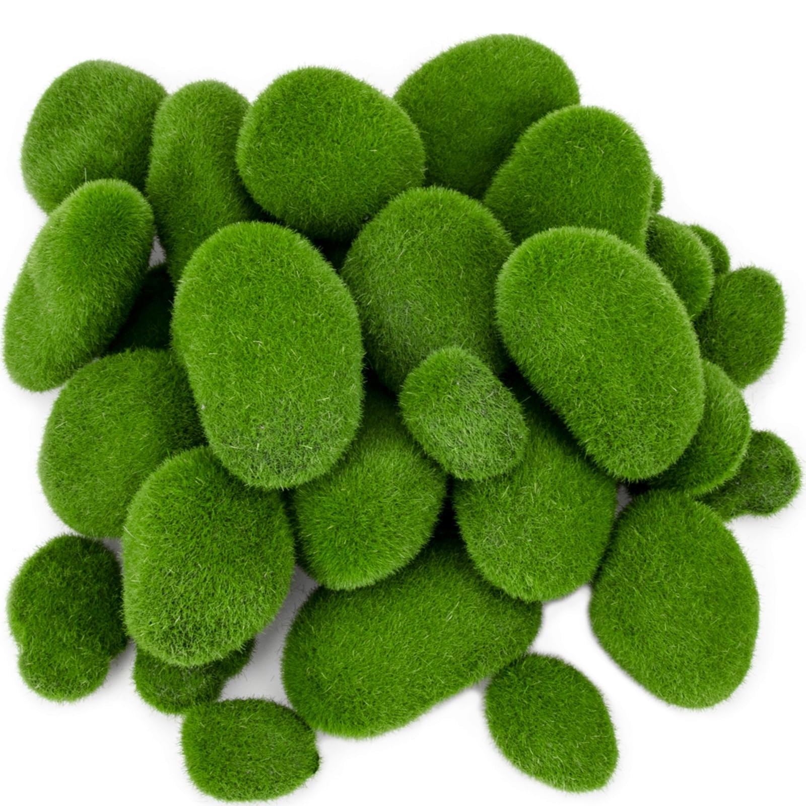 50 Pcs 5 Size Artificial Moss Rocks Decorative Faux Green Moss Decor Balls