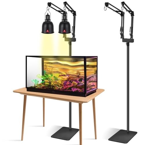 DXOPHIEX Dual Reptile Lamp Stand, Height Adjustable 15.7-74.3 inch, Flexible
