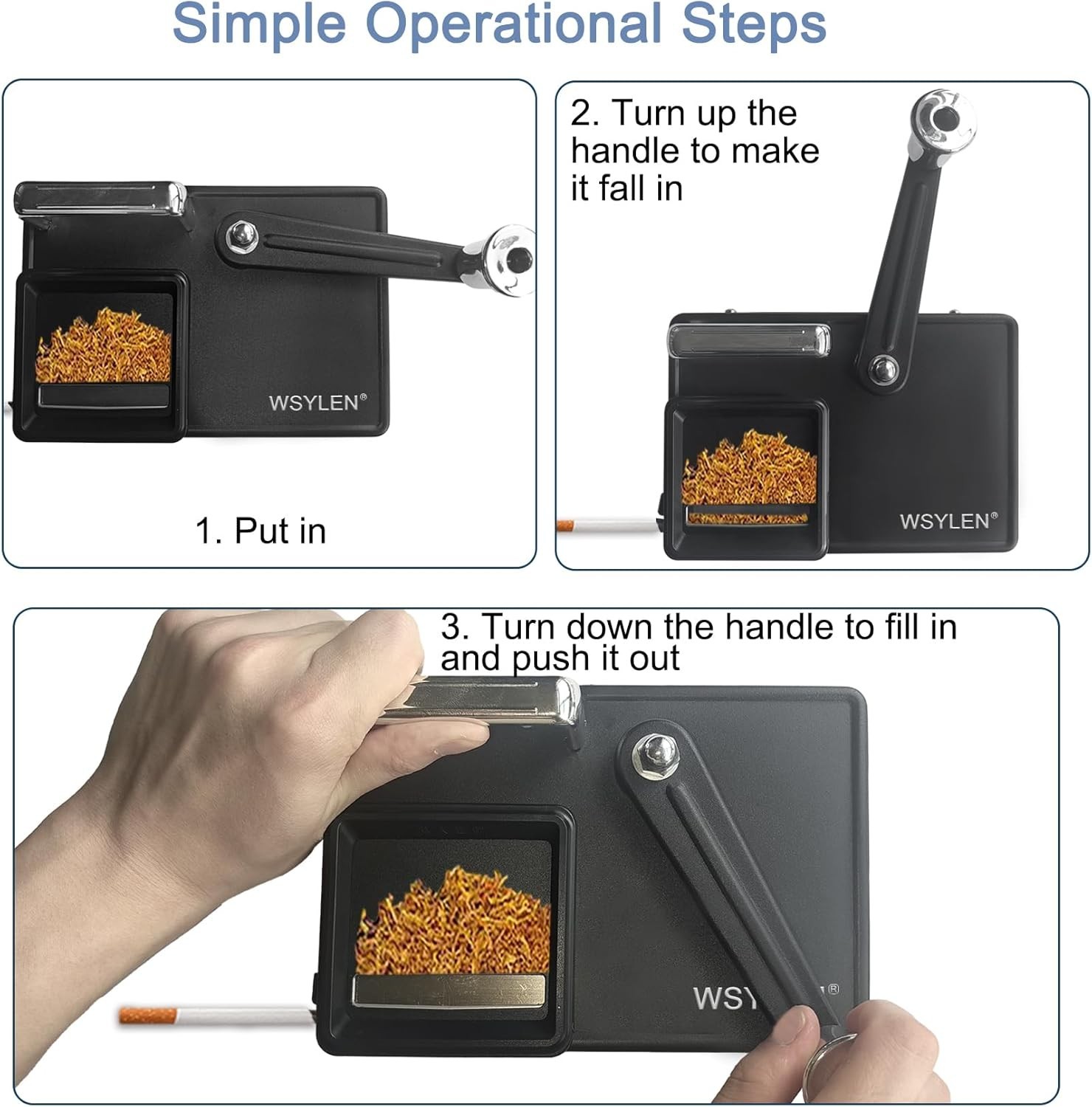 Compact Manual Cigarette Maker with Non-Slip Base: Perfect for 80-100mm Rolls