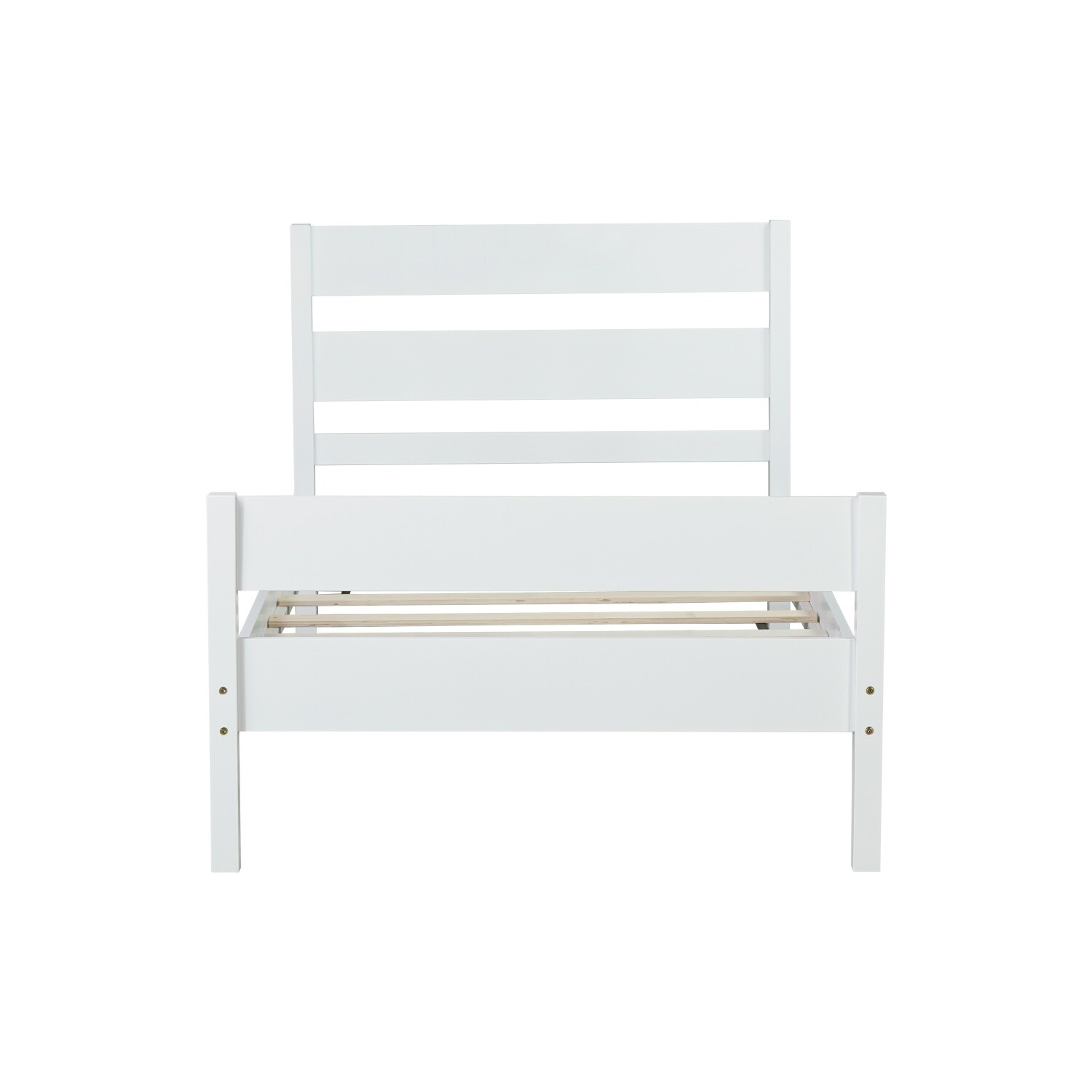 Twin Size Bed Frame Wooden Platform Bed Frame with Headboard White/Espresso