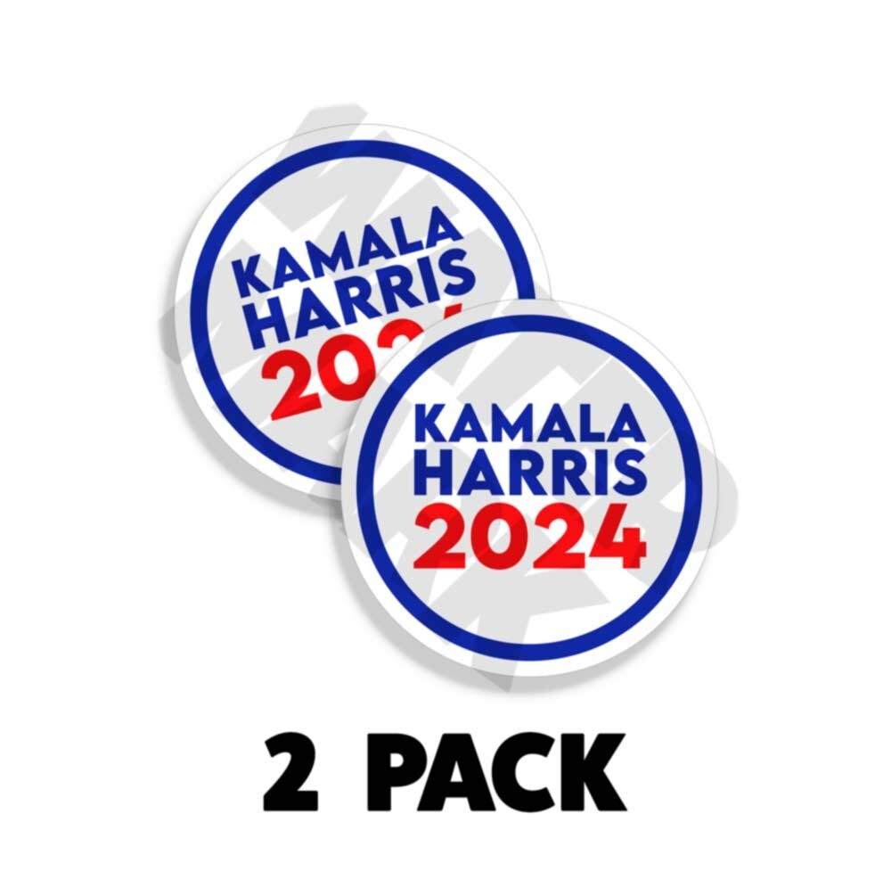 HARRIS 2024 CAMPAIGN BUMPER STICKER Circle Democrat 2 PACK 4 INCH
