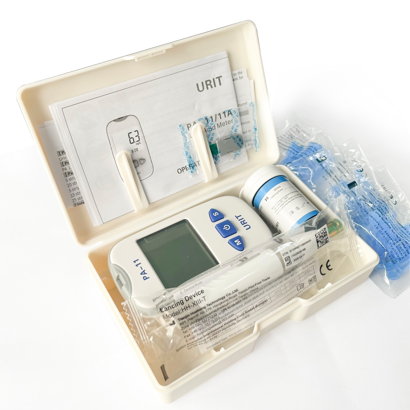 PA-11 Uric Acid Test Kit With 25 Strips for Home Gout & Kidney Health